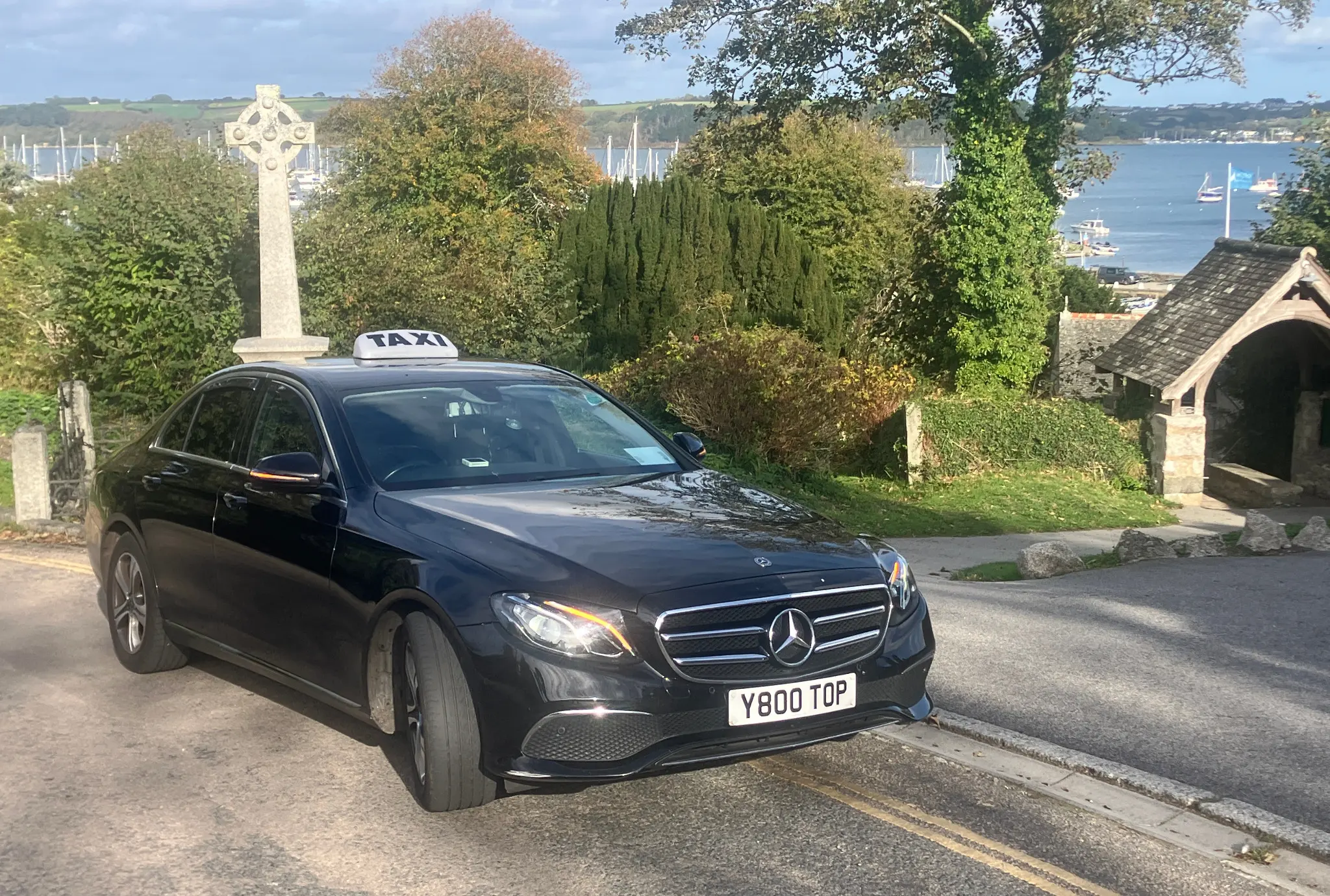 The comfortable Mercedes used by Andie, overlooking Carrick Roads near Mylor